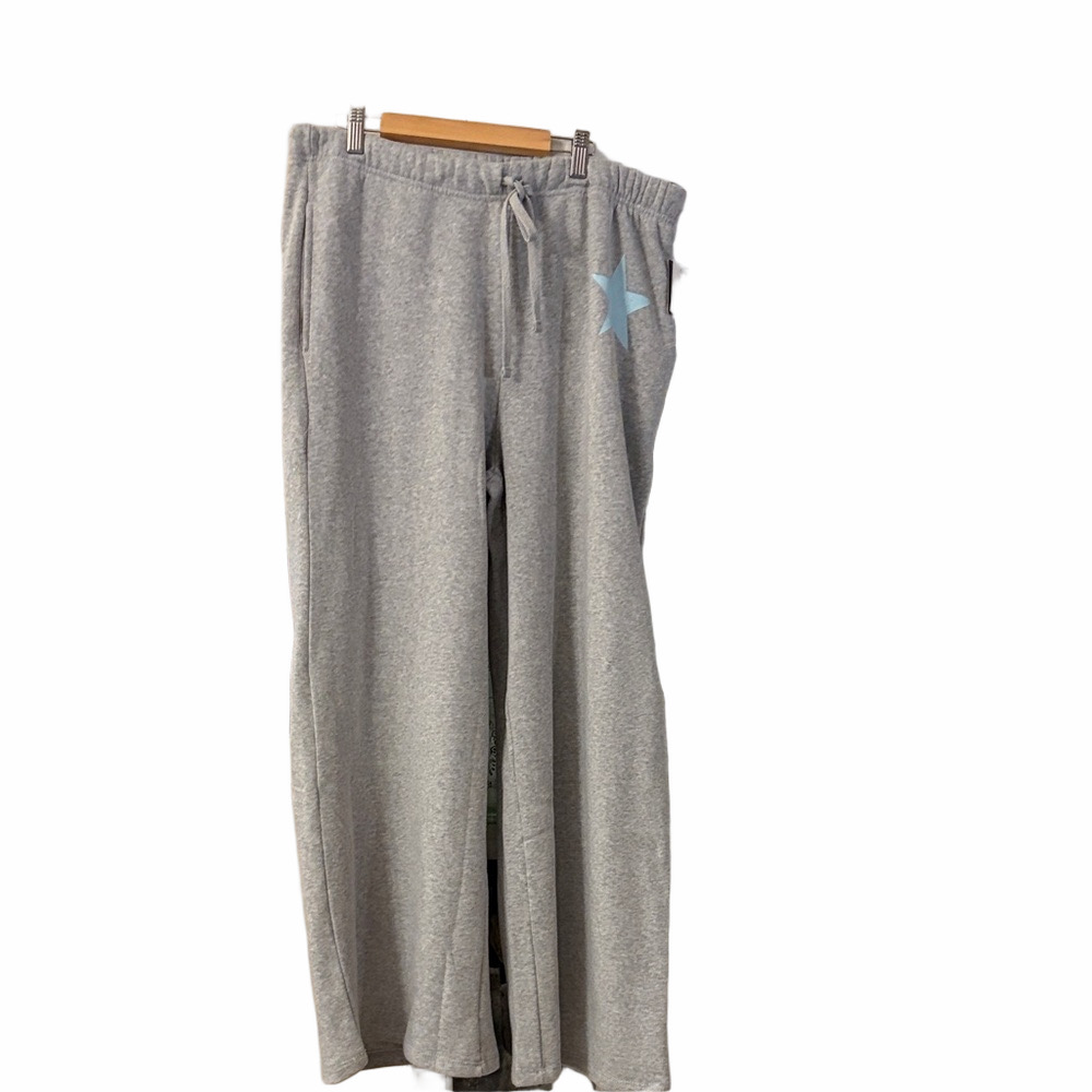 NWT Hello Gorgeous (Grayson Threads) gray drawstring sweatpants blue star. XL